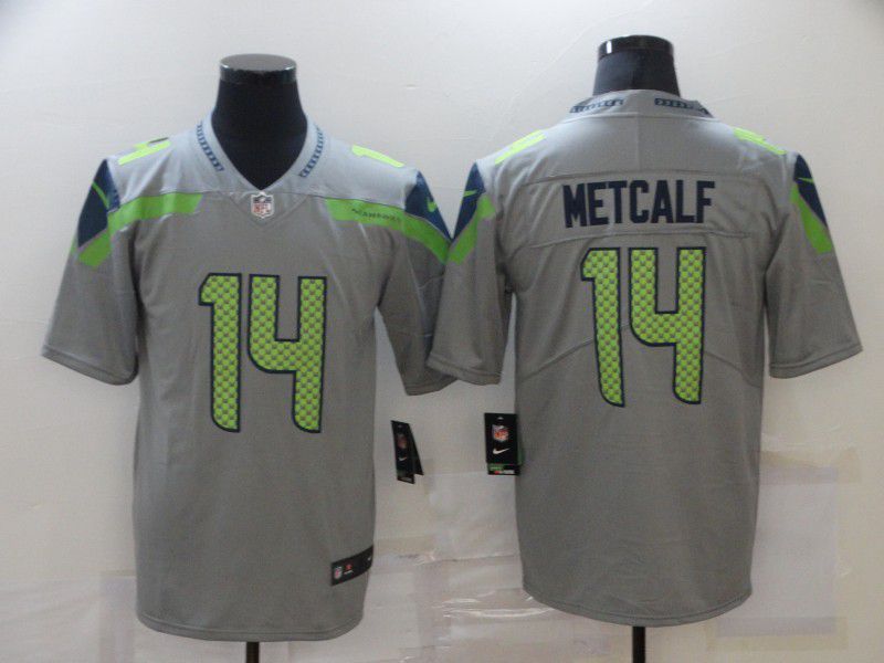 Men Seattle Seahawks #14 Metcalf Grey Nike Limited Vapor Untouchable NFL Jerseys